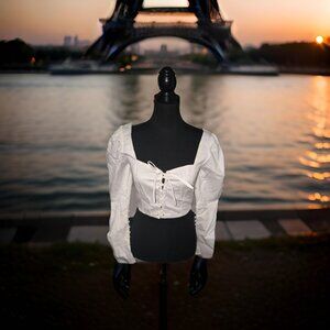 Forever 21 Long Sleeve Cropped Corset Women's Size M Lace Up Top